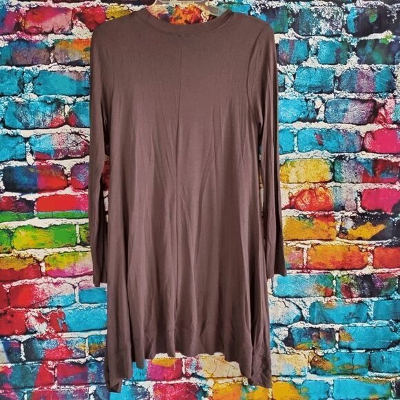 Lysse Long Sleeve Drape Gray Top High-Low Inner Control Tank Style #1140 Size Sm - Picture 2 of 4